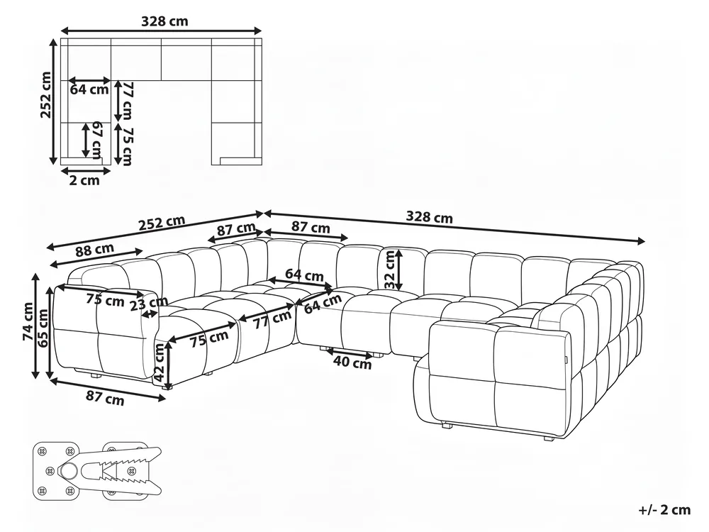 U-förmiges Modulsofa 8-Sitzer MAKSABERG Stoff Beige_1133539