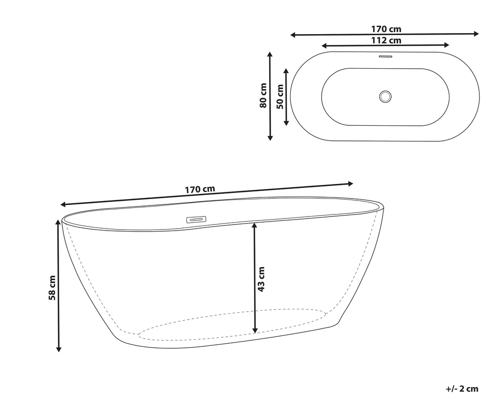 Freistehende Badewanne CARRERA 170 x 80 cm Weiß_797786