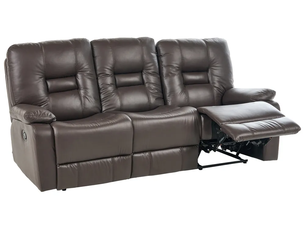 Sofa manuell verstellbar 3-Sitzer BERGEN Kunstleder Braun