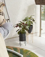 Blumentopf mit Beinen MILEA 16 cm Metall Schwarz_804716