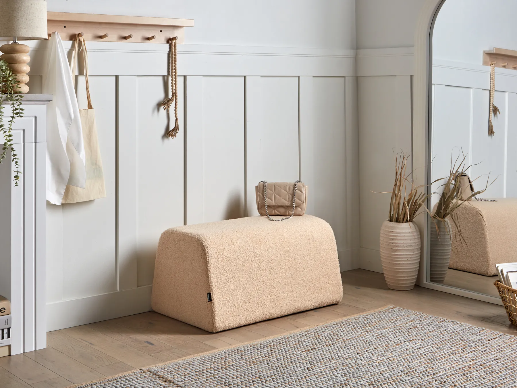 Pouf SINCLAIR Bouclé Beige_992365
