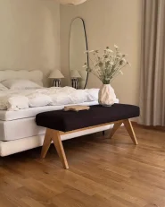 Upholstered Bench TAMRE Boucle Black/ Light Brown_1012566