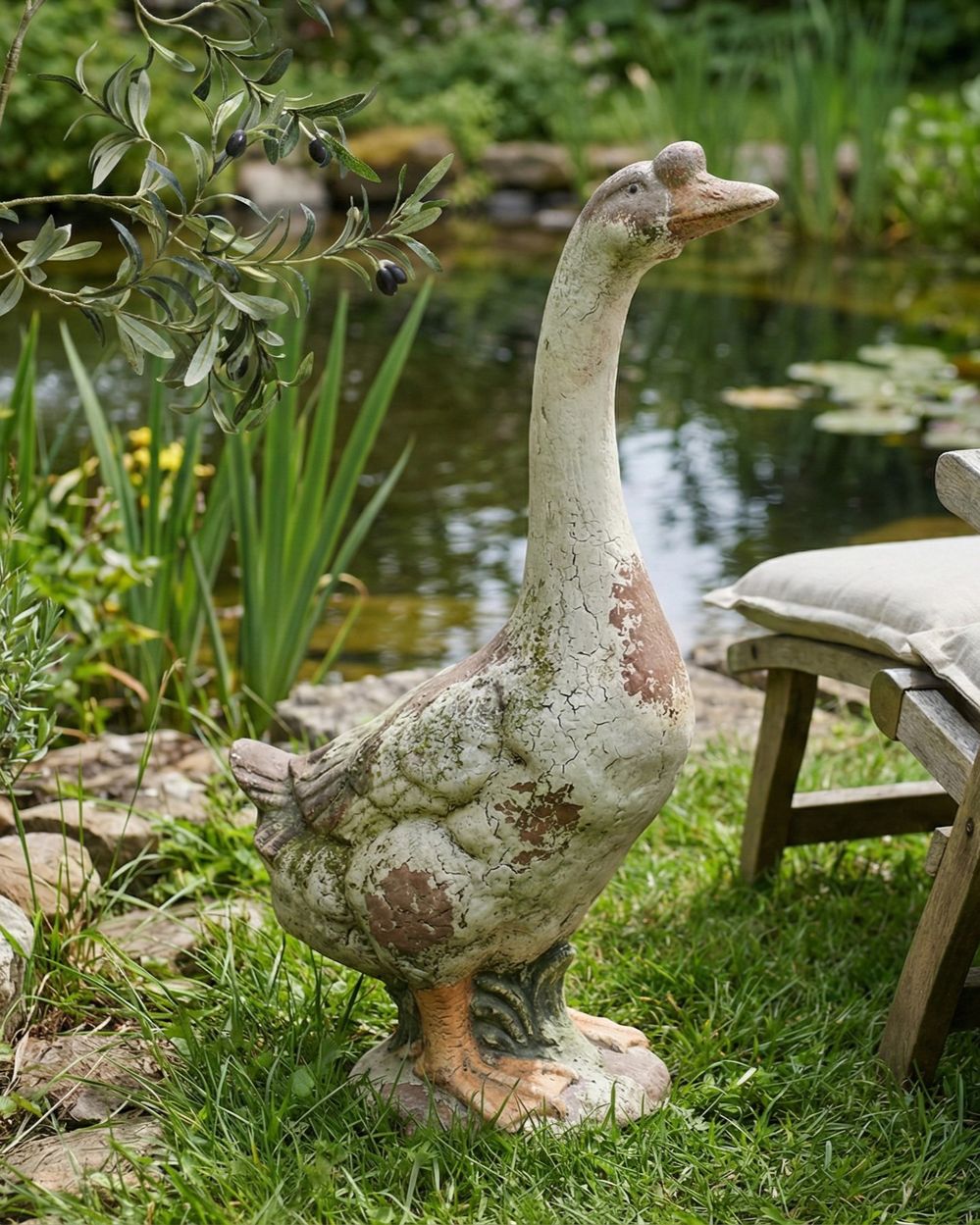 Tuinbeeld SARNO Gans 67 cm Beige