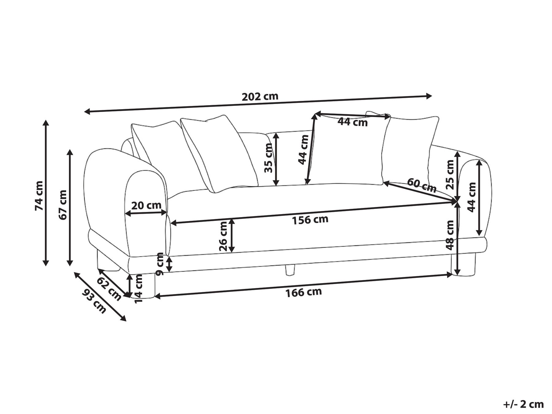 Sofa 3-Sitzer PORI Stoff Hellgrau_1060005