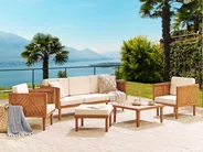 Lounge Set mit Tisch und Ottomane 5-Sitzer BARATTI Akazienholz Braun_830578