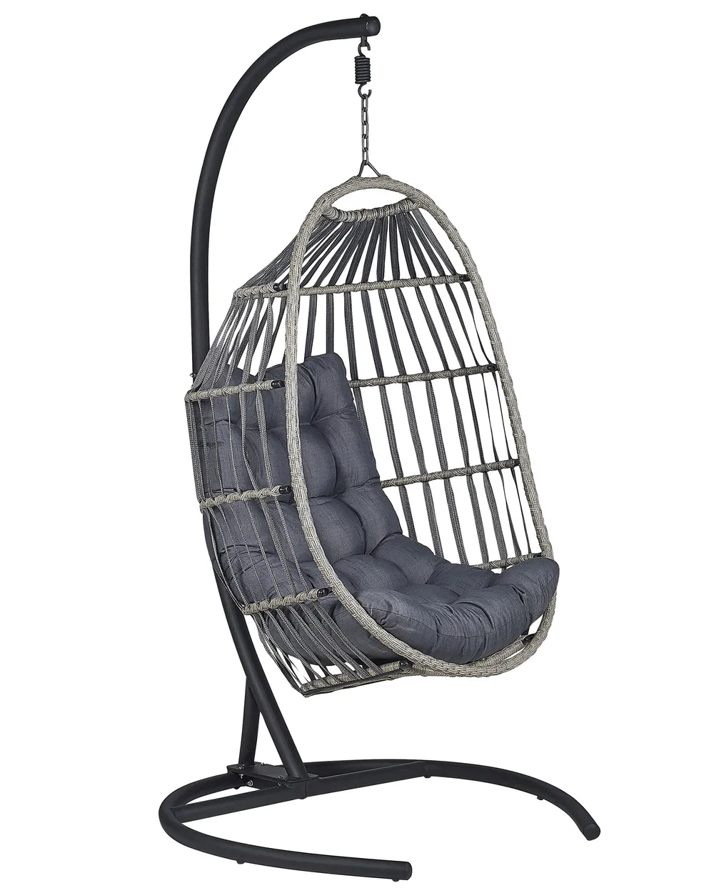 Hängesessel mit Gestell SESIA Polyrattan Dunkelgrau