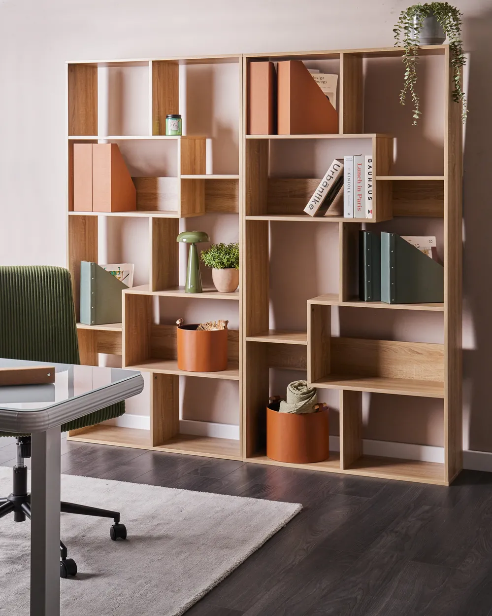 Bibliotecă cu 6 rafturi CHATEH 180 cm Maro deschis - Beliani.ro