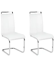 Set of 2 Faux Leather Dining Chairs White GREEDIN_1156874