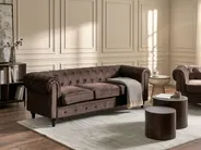 Sofa 3-Sitzer CHESTERFIELD Samtstoff Dunkelbraun_1065036