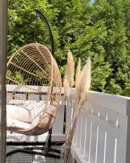 Hängesessel mit Gestell CASOLI Polyrattan Naturfarben_1172239