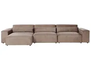 Modul Ecksofa 4-Sitzer HELLNAR Stoff Hellbraun rechtsseitig_912359