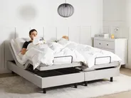Verstellbares Bett ohne Kopfteil Stoff DUKE 180 x 200 cm Beige_958330