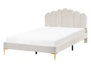 Bett mit Lattenrost Samtstoff SAUVIAN 140 x 200 cm Cremeweiß_1014441