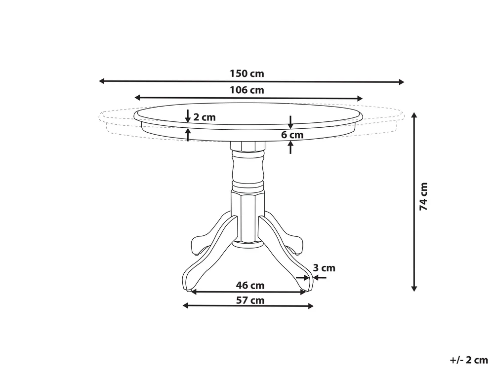 Ausziehbarer Esstisch AKRON Weiß 106/150 cm 106 cm_927592