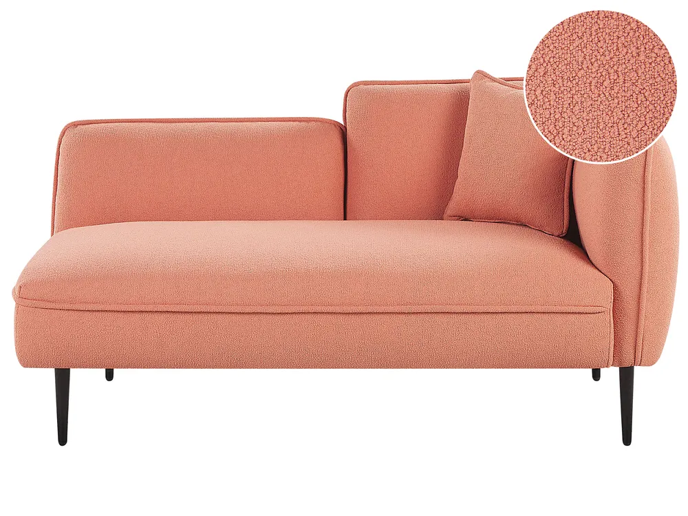 Rechtsseitige Chaiselongue CHEVANNES Bouclé Pfirsichrosa