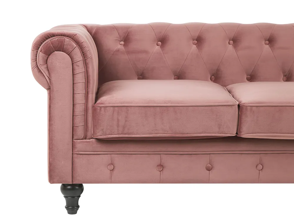 Sofa 3-Sitzer CHESTERFIELD Samtstoff Rosa_778828