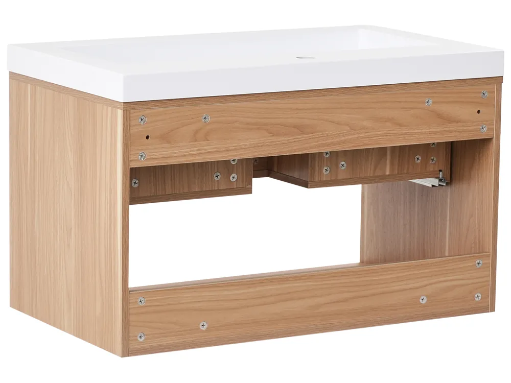 Wandmontierter Waschbeckenunterschrank mit Waschbecken BERBICE Hellbraun_1010546