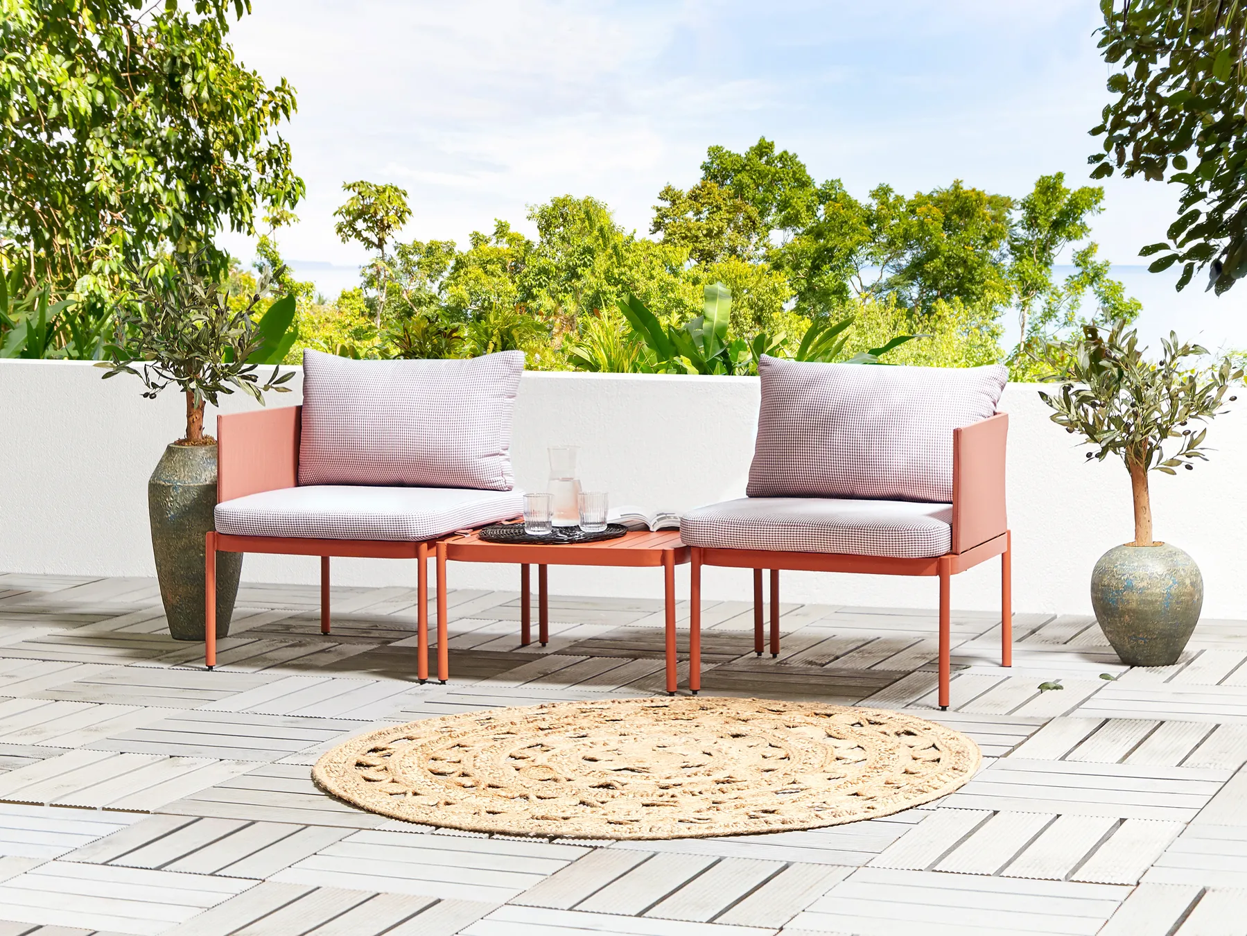 Ensemble de salon de jardin avec table 2 places TERRACINA Métal Orange_826661
