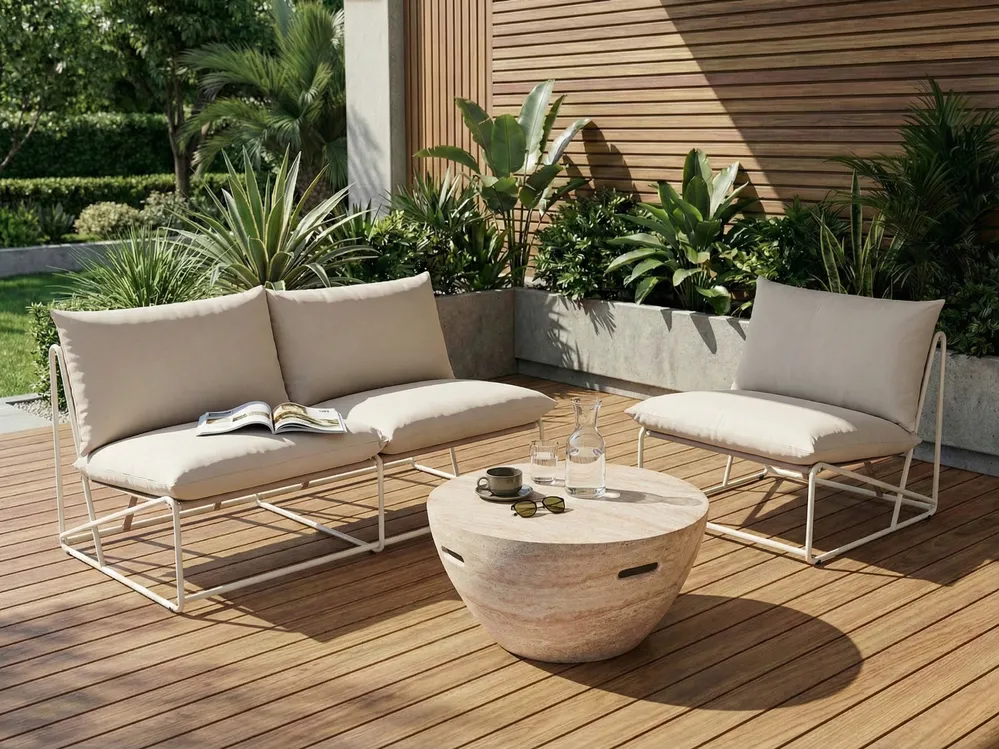 Garden Sofa Set 3 Seater PICO Metal Light Beige