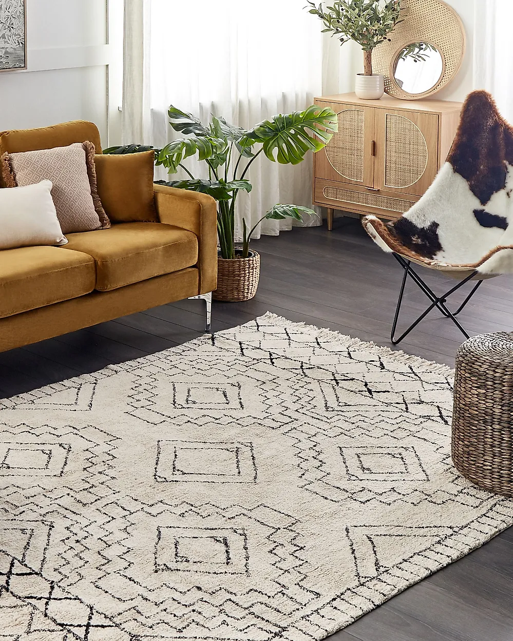 Teppich ZEYNE Beige 140 x 200 cm Baumwolle_1184394