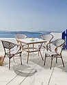 Gartenstuhl 4er Set CASPRI Polyrattan Schwarz / Weiß