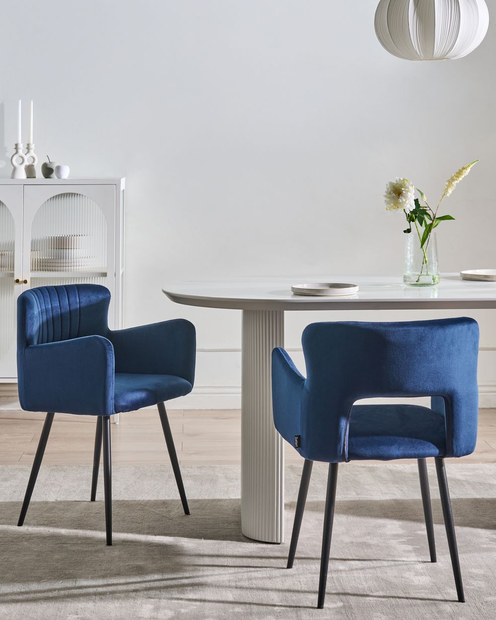 Set van 2 eetkamerstoelen SANILAC Fluweel Marineblauw