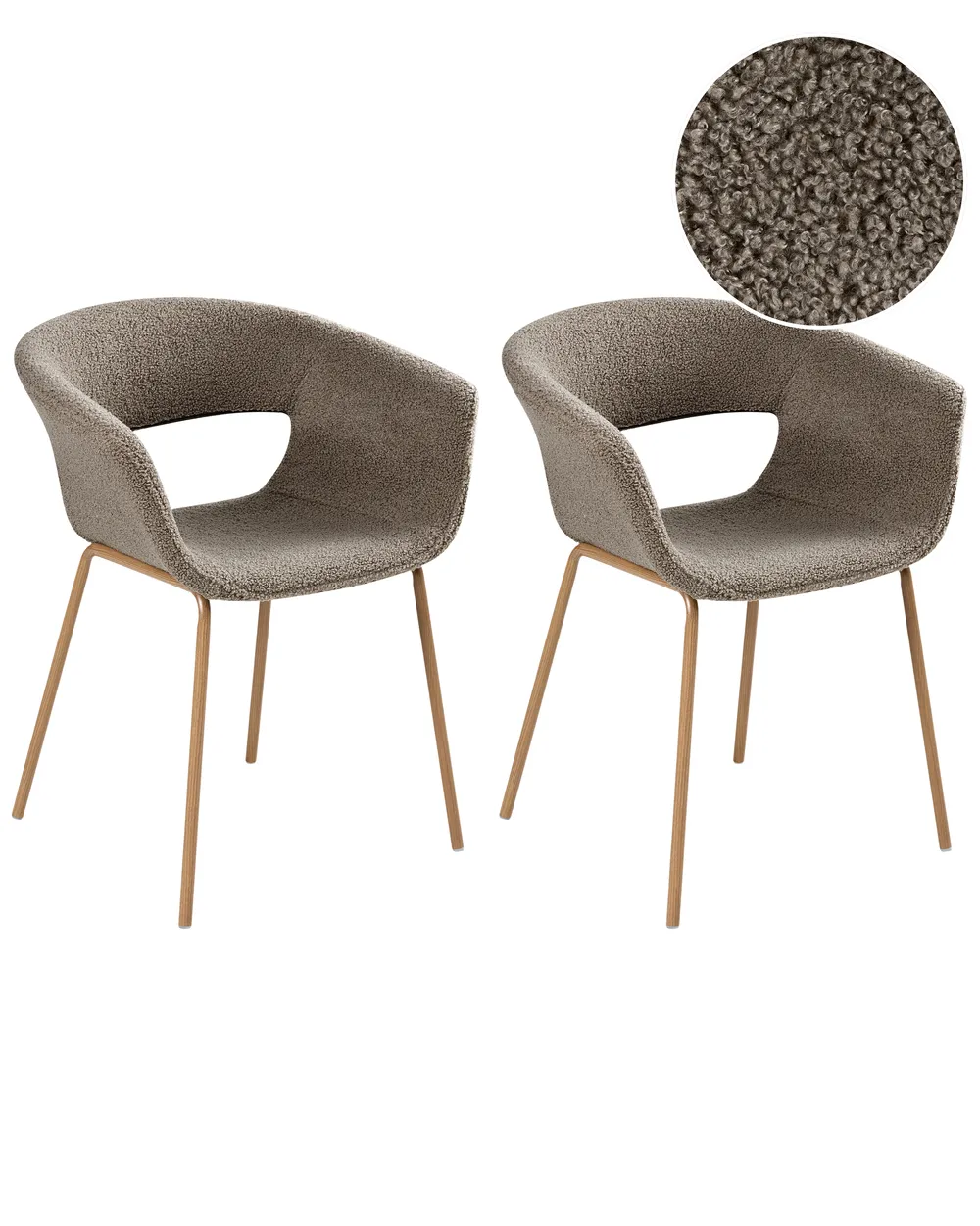 Esszimmerstuhl 2er Set ELMA Bouclé Taupe