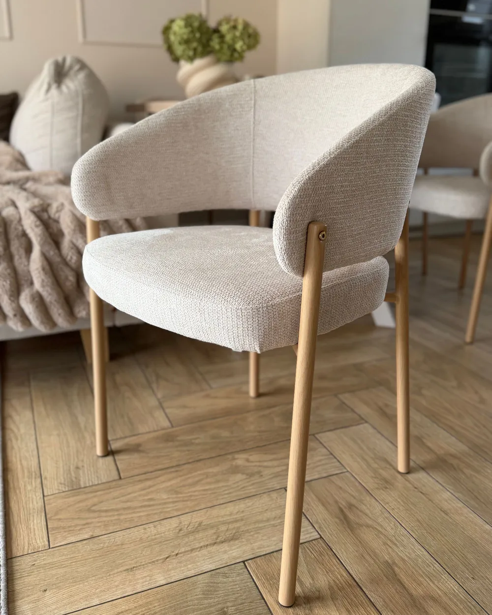 Set of 2 Dining Chairs ZANE Fabric Light Beige_1188053
