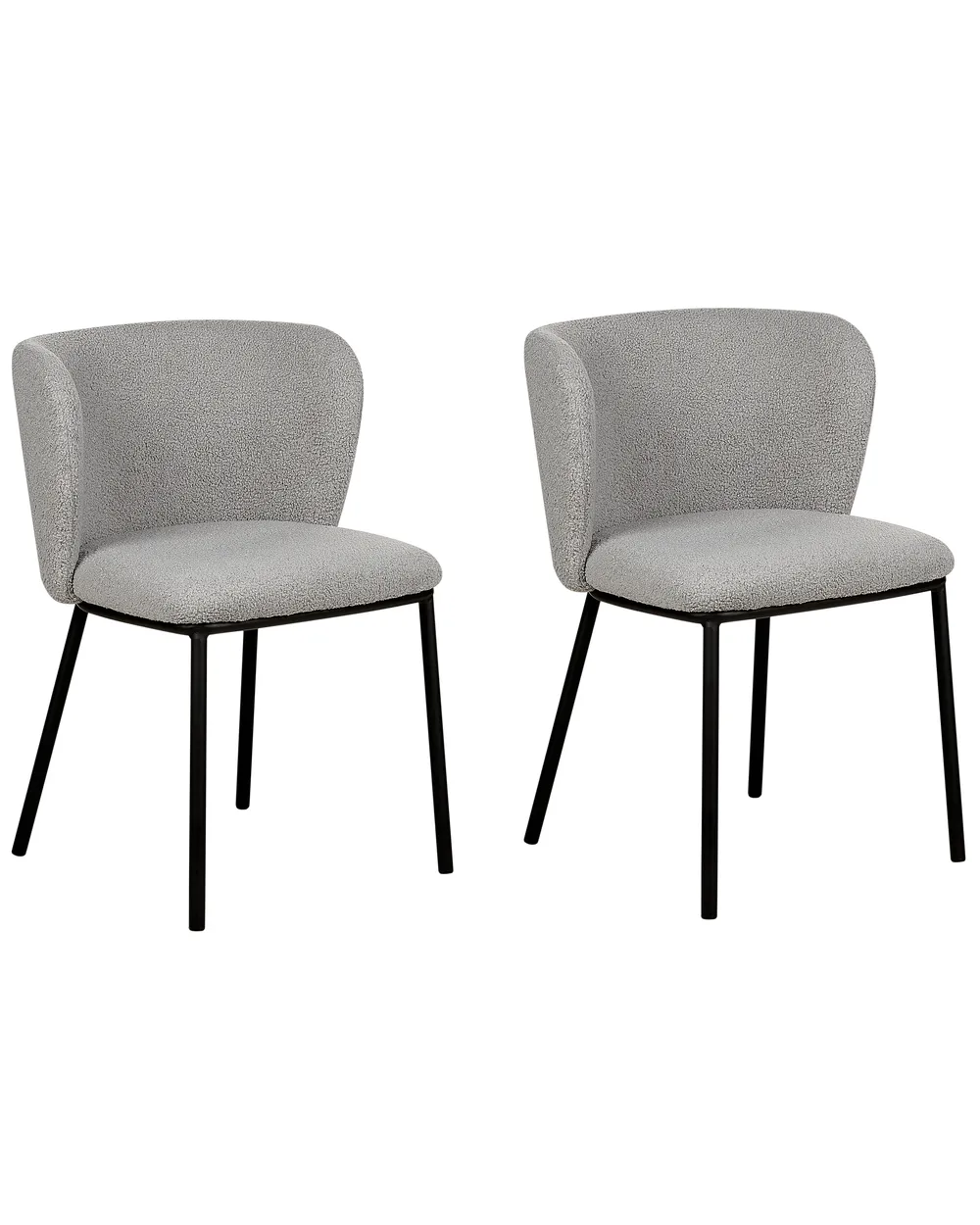 Set of 2 Dining Chairs MINA Boucle Grey_887327