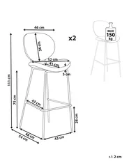 Set of 2 Bar Chairs LUANA Boucle White_886382