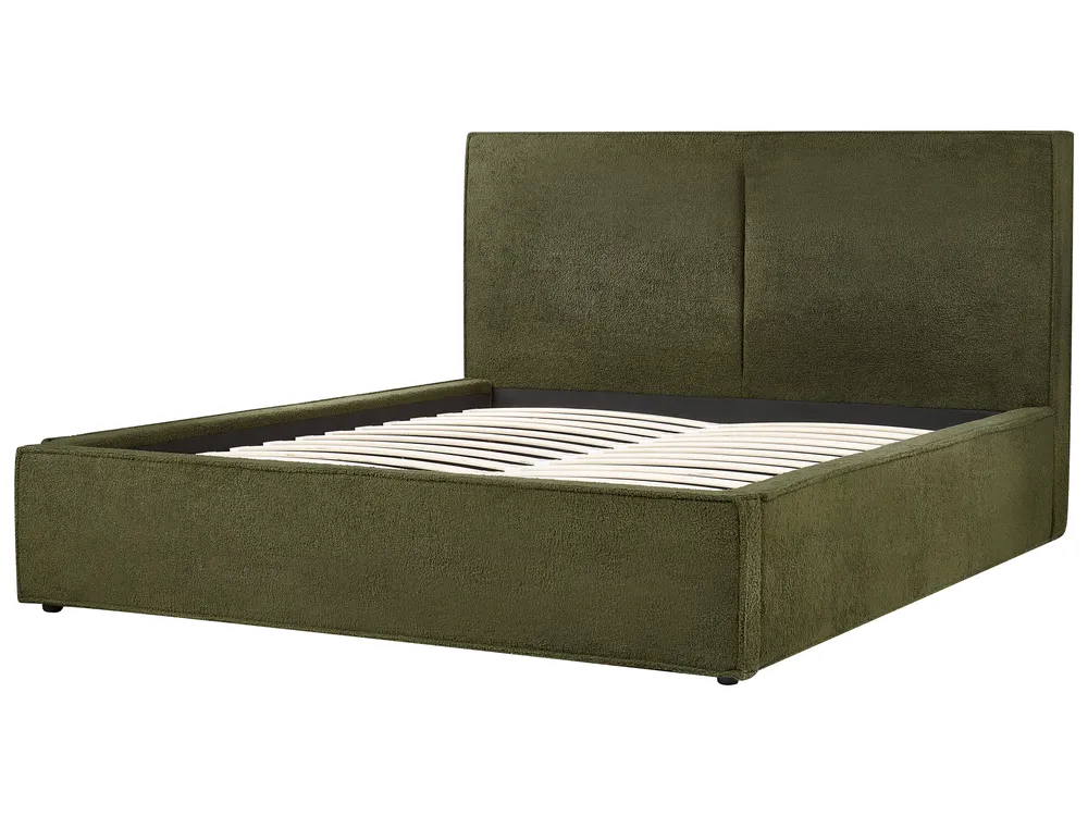 Bett mit Stauraum MOISSAC Bouclé Dunkelgrün 160 x 200 cm_928937