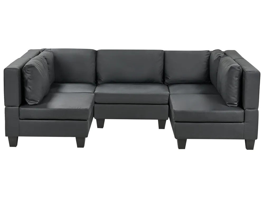 U-förmiges Modulsofa 5-Sitzer UNSTAD Kunstleder Schwarz
