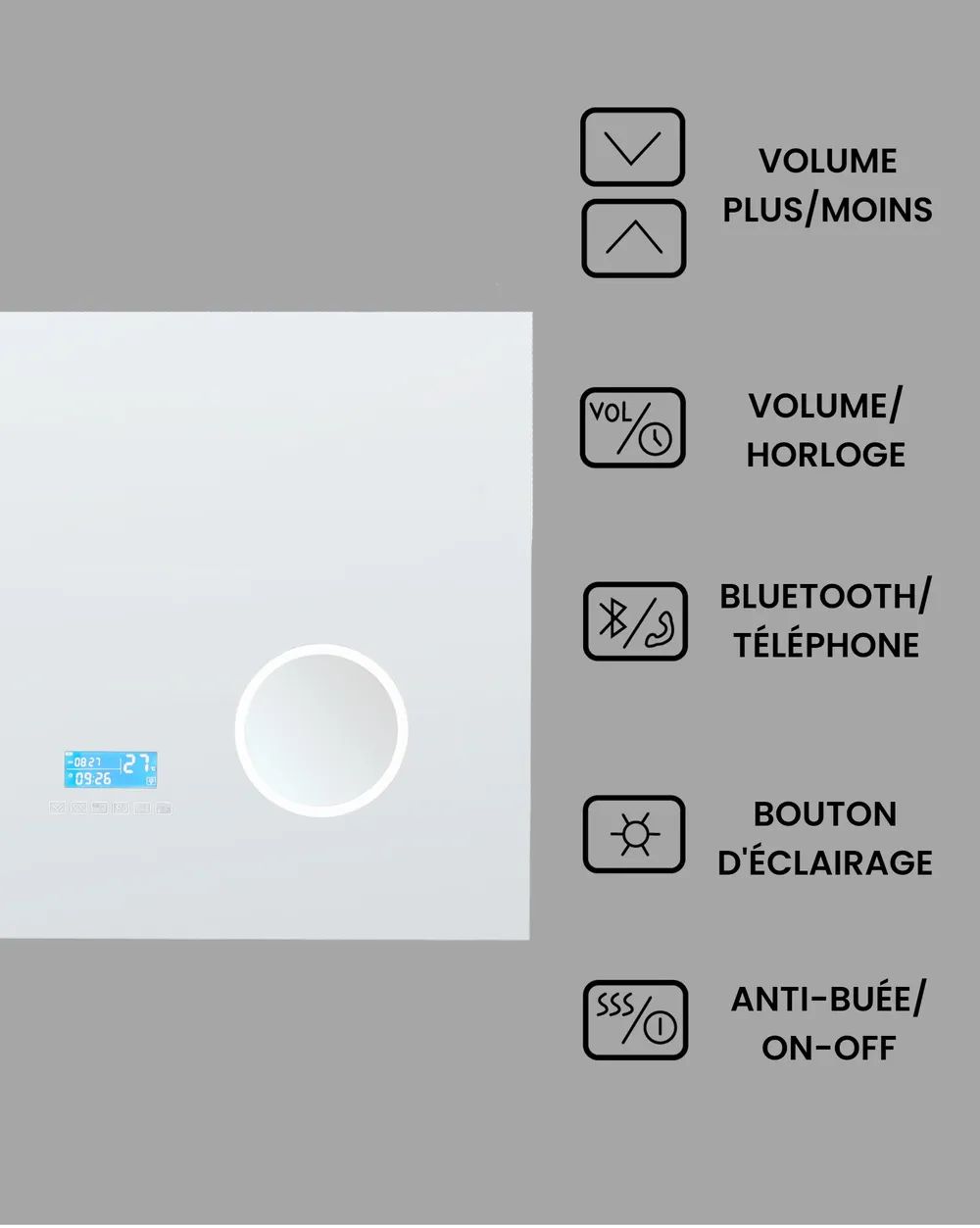 Miroir de salle de bain LED MONTARON 80 cm 60 cm Argenté_940482