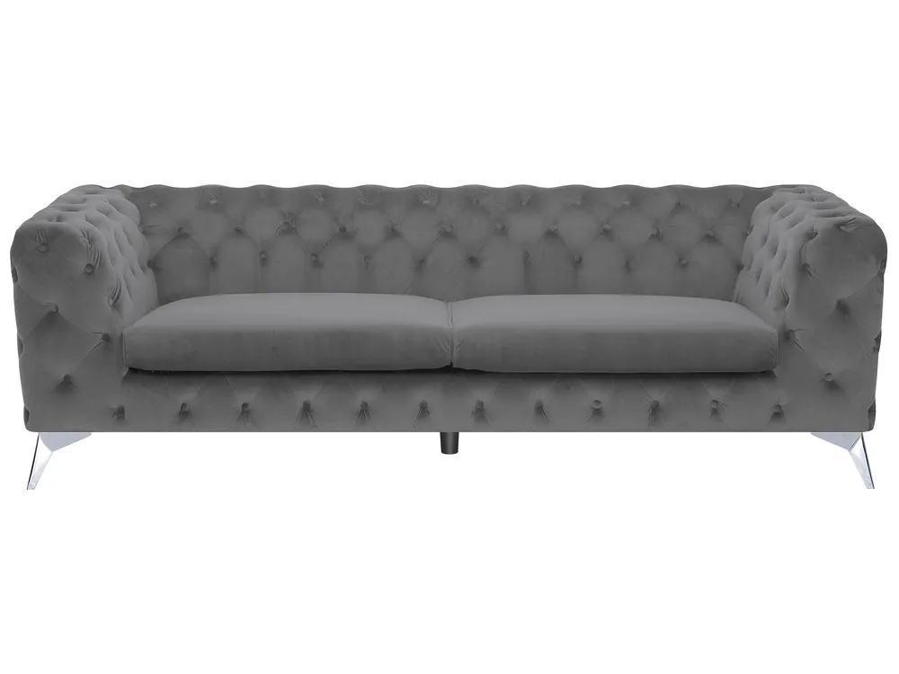 Sofa 3-Sitzer SOTRA Samtstoff Grau