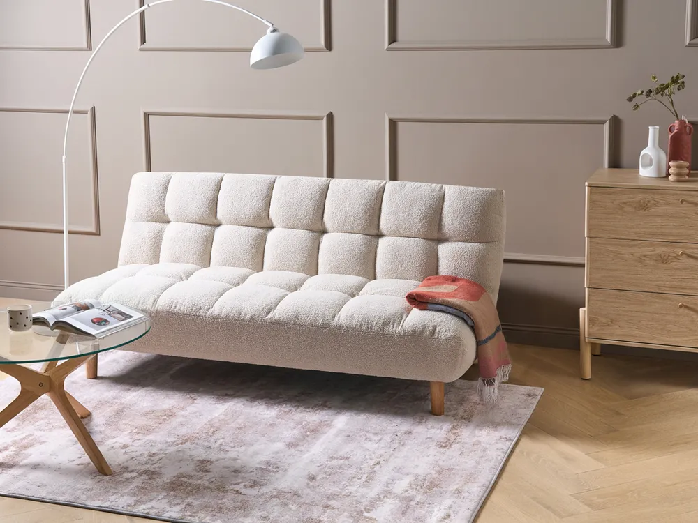 Schlafsofa 2-Sitzer RISOR Bouclé Cremeweiß