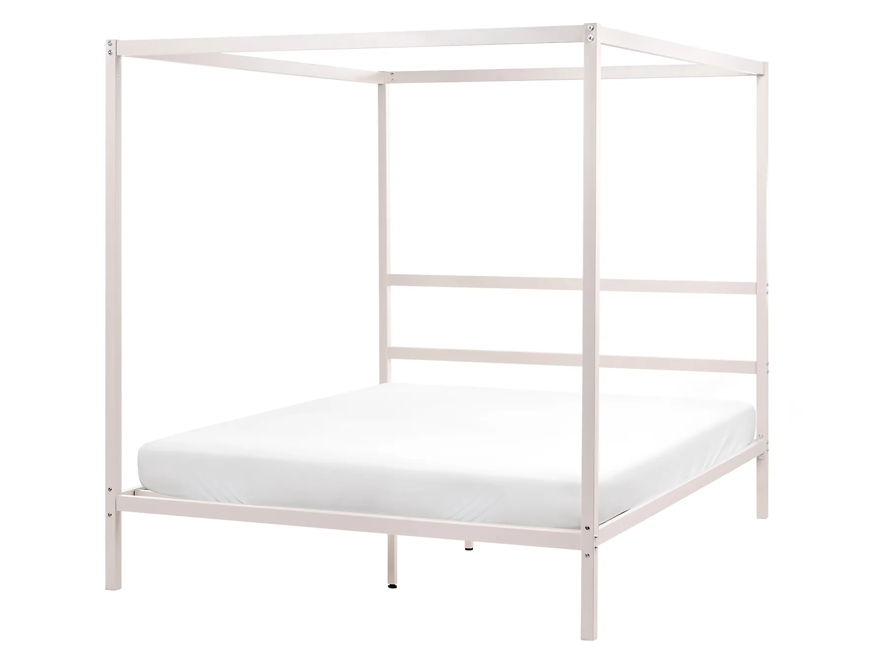 Four Poster Bed Metal LESTARDS 160 x 200 cm (EU King Size) Light Beige_1165342