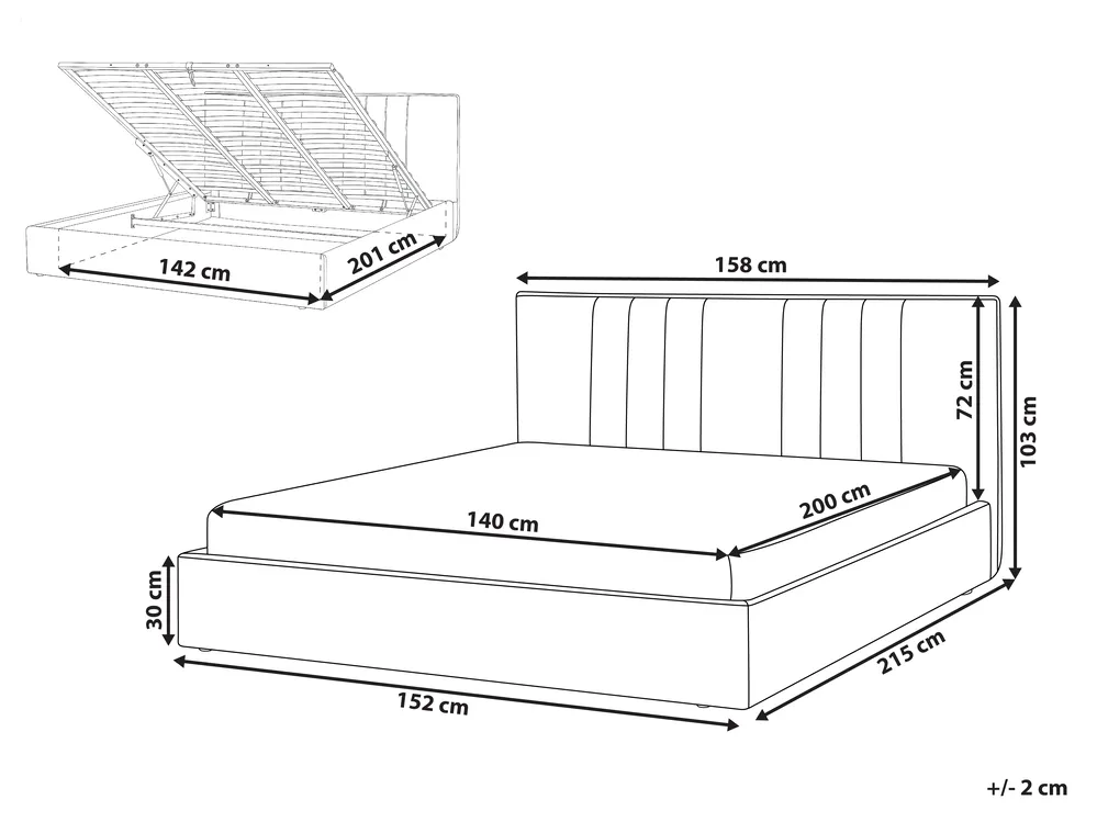 Ottoman Bed TARASCON Fabric Light Beige 140 x 200 cm (EU Double)_1021244