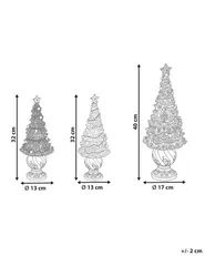 Set van 3 kerstdecoraties HITIS 32/32/40 cm Kerstboom Rood/wit_1175583