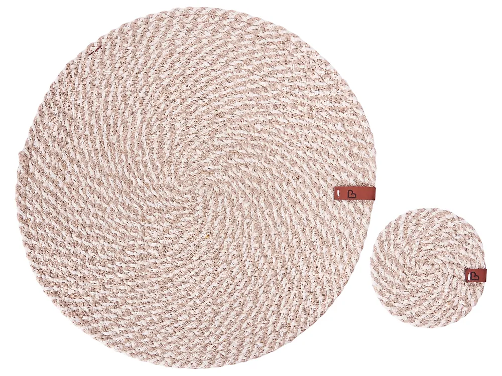 Placemats en onderzetters set PIPTURUS Jute Natuurlijk