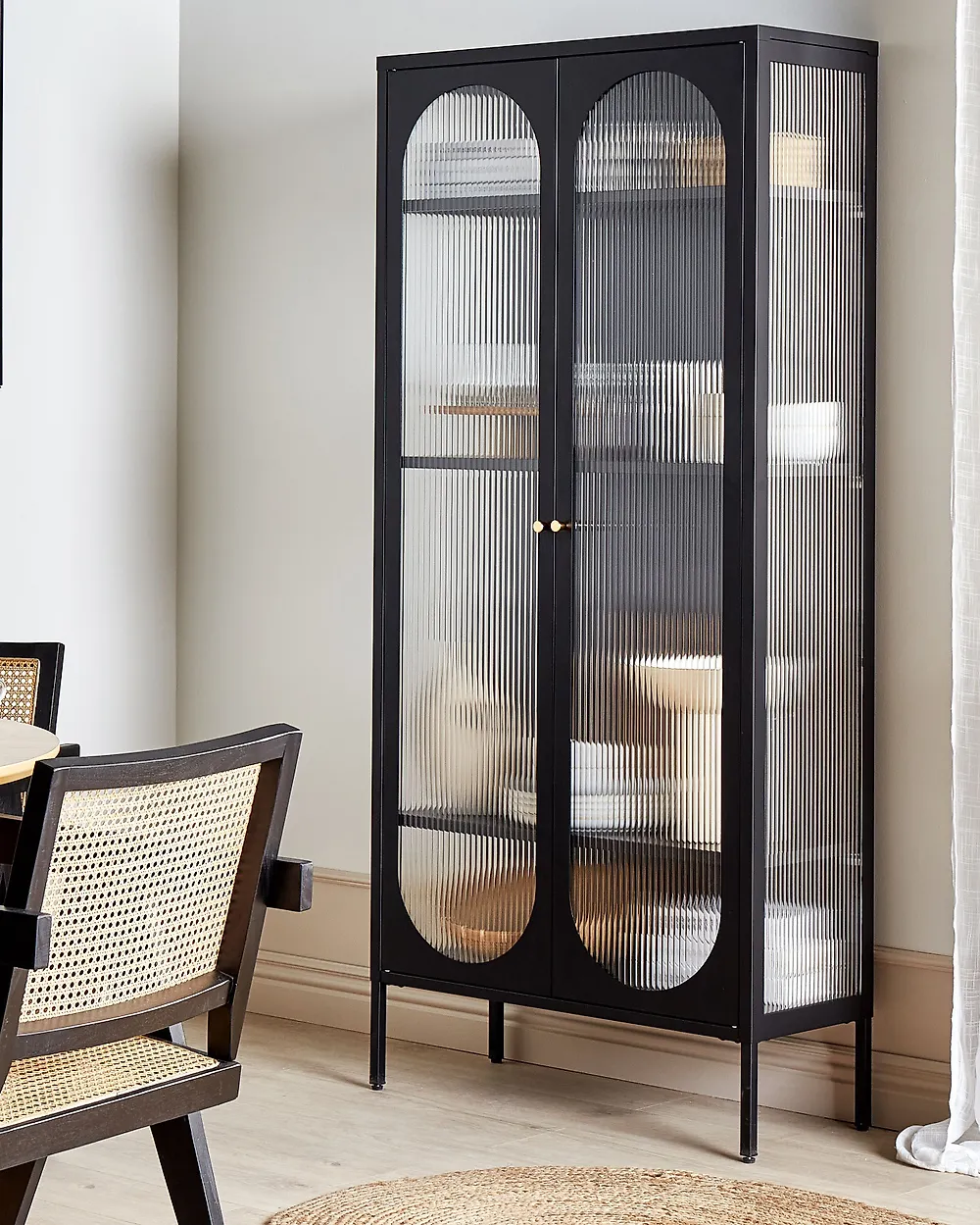 Glazen vitrinekast FOXTON 80 cm Metaal Zwart