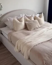 Bett mit Stauraum VAUCLUSE Stoff Hellbeige 160 x 200 cm_950943