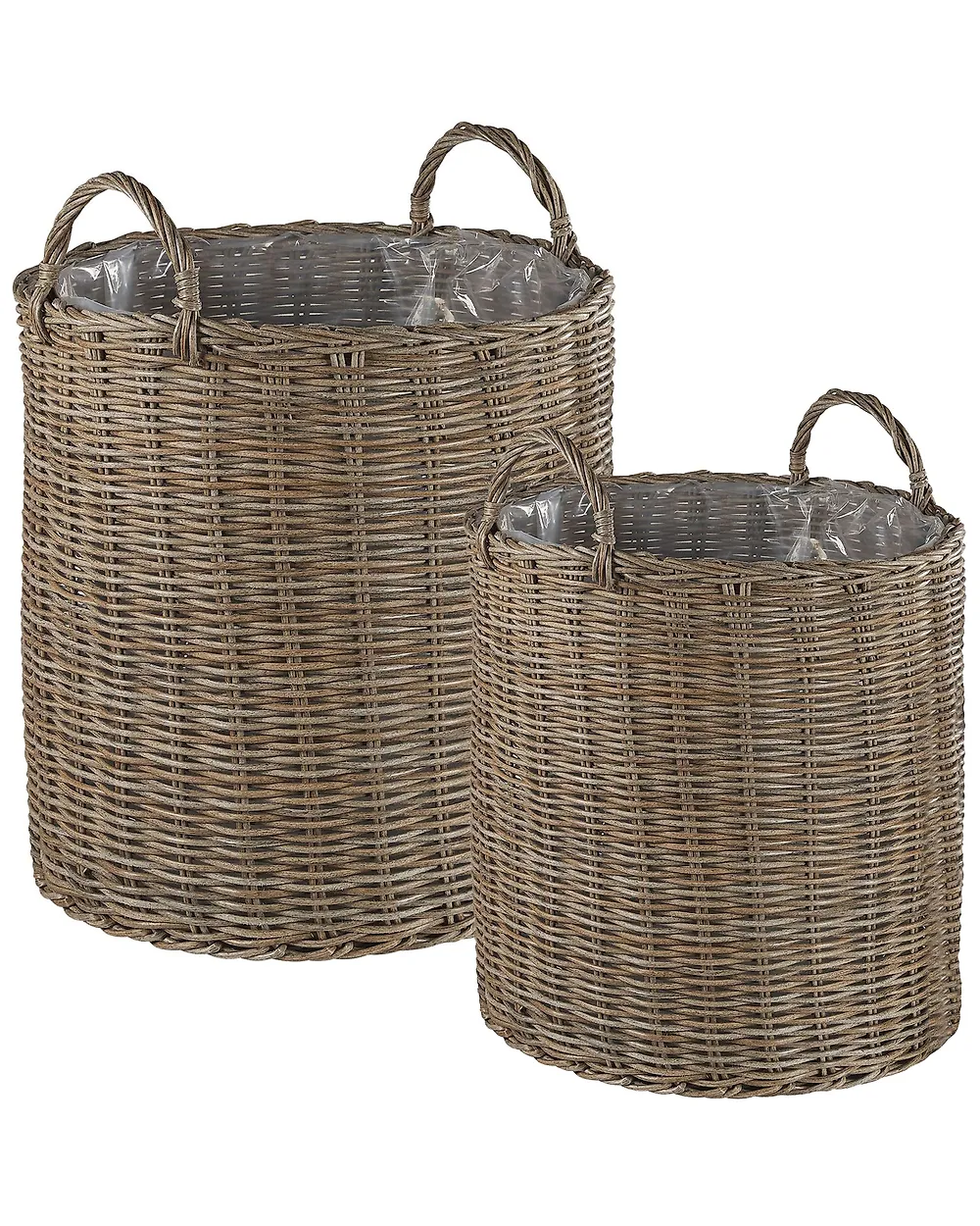 Blumenkorb 2er Set BITOLA 40/48 cm Polyrattan Braun