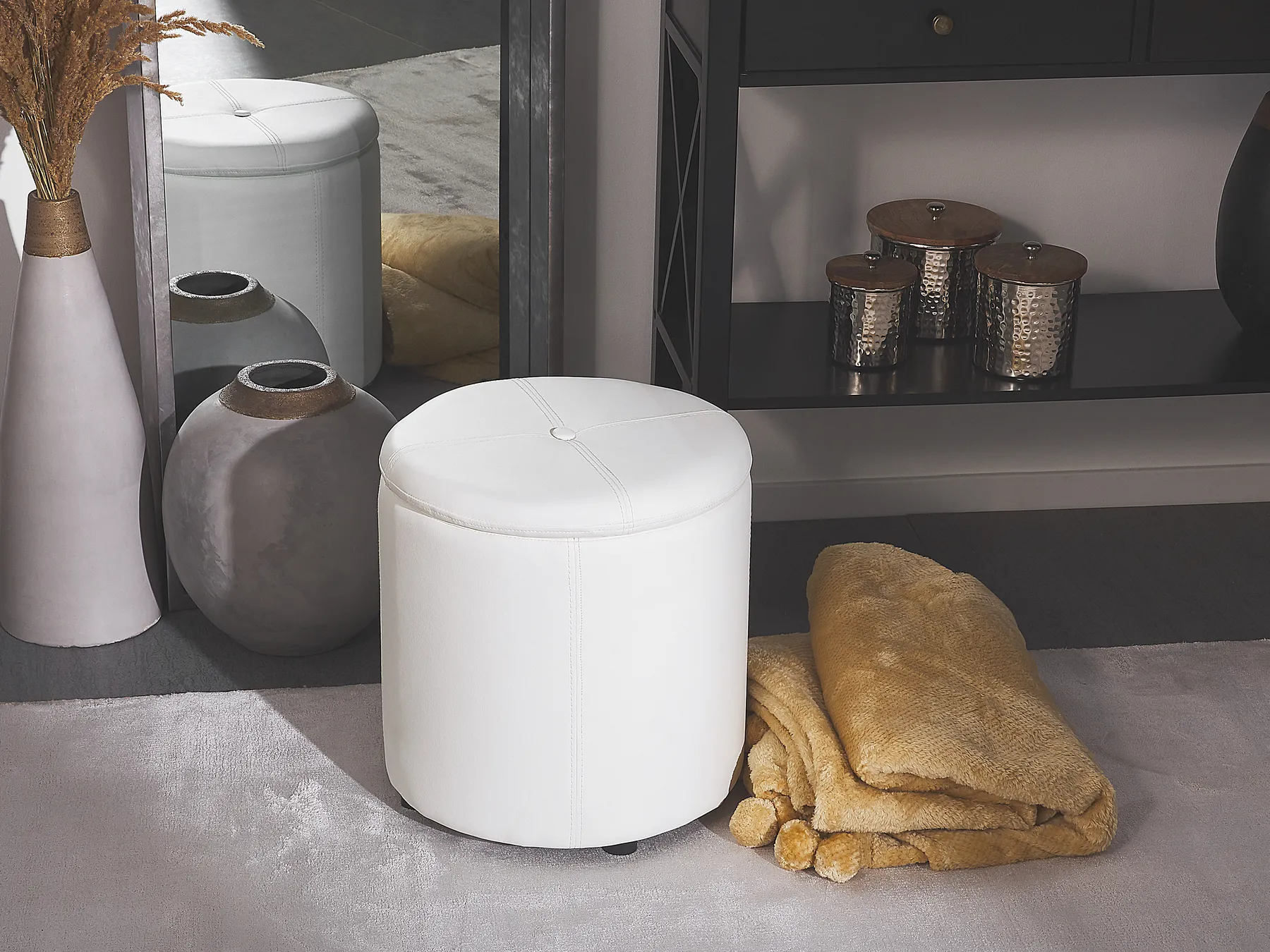Pouf mit Stauraum MARYLAND Kunstleder Weiß_765361