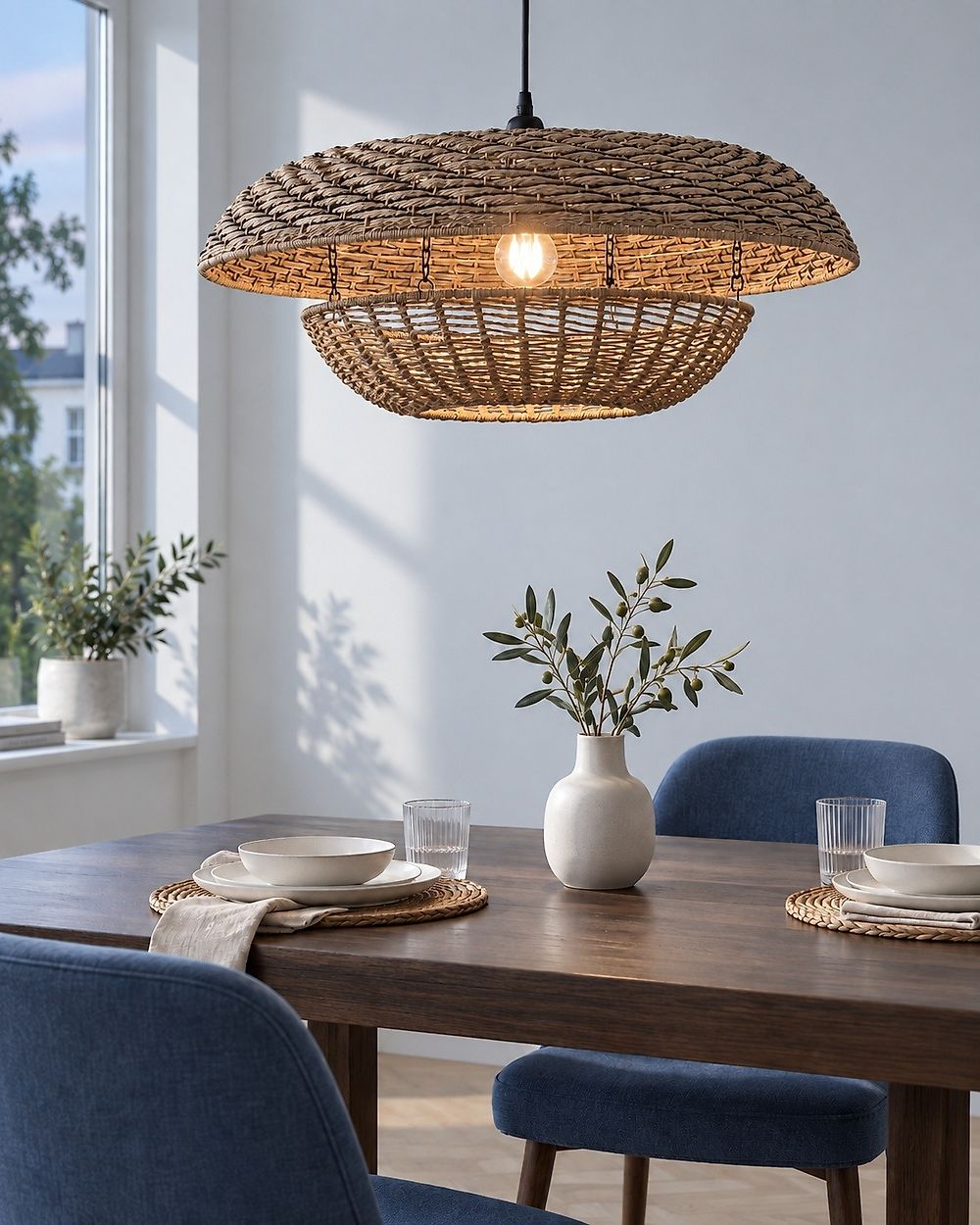 Pendant Lamp KIDEPO Paper Rope Brown
