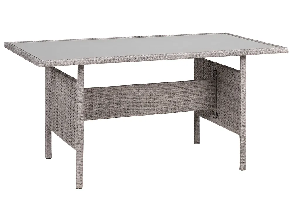 Gartentisch VITERBO 145 cm 80 cm Glas Hellgrau_862746