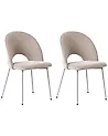 Esszimmerstuhl 2er Set COVELO Chenillegewebe Beige