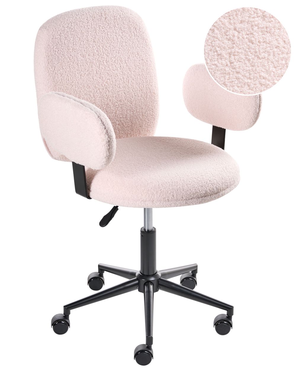 Chaise de bureau MORAGA Bouclé Rose pastel