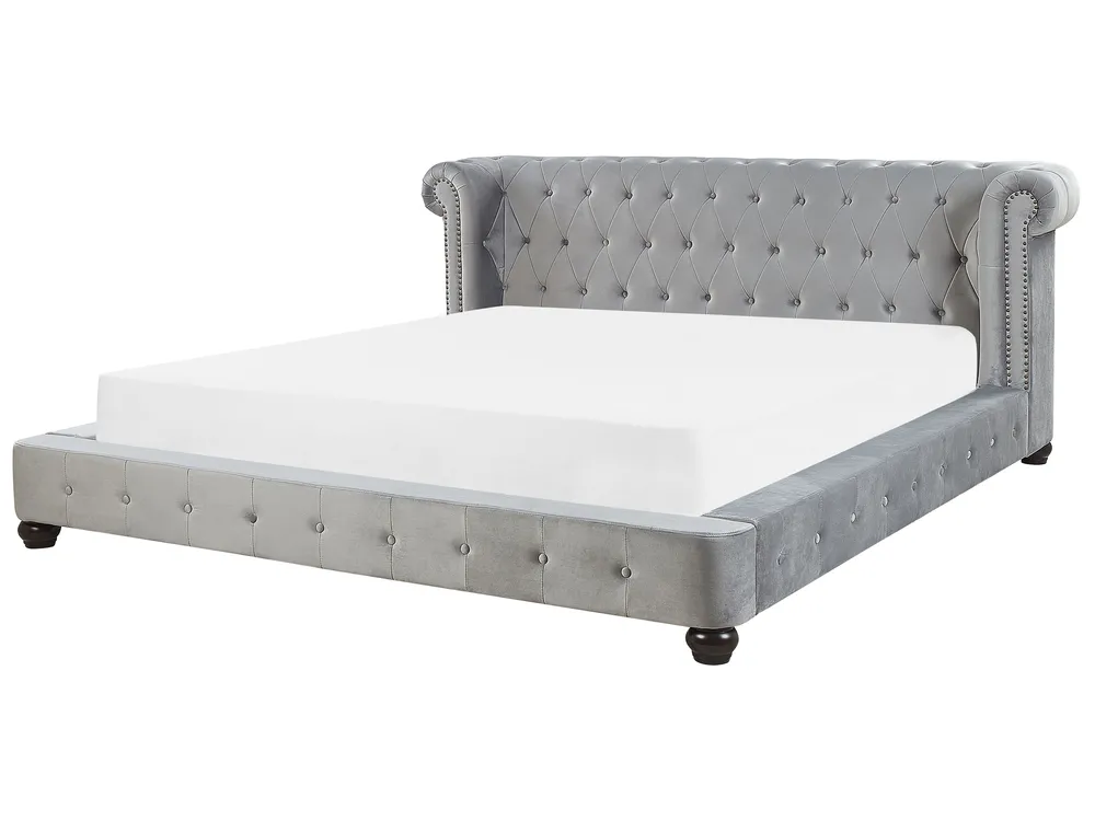 Wasserbett Samtstoff CAVAILLON 180 x 200 cm Hellgrau