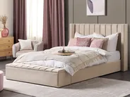 Waterbed with Storage Bench NOYERS Velvet Beige 180 x 200 cm (EU Super King)_915060