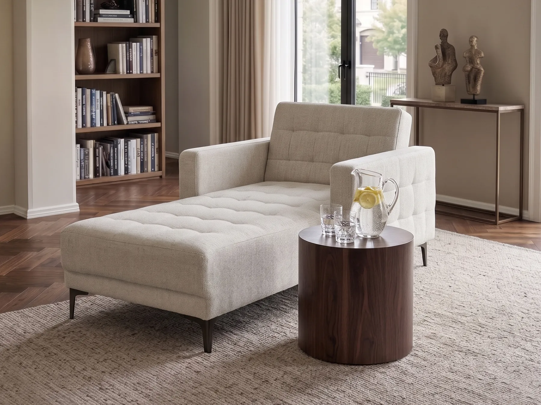 Chaiselongue ABERDEEN Stoff Cremeweiß_1038629